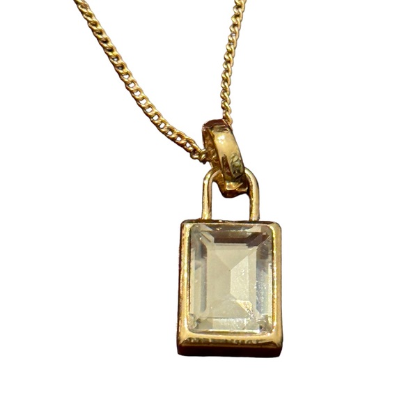 Gold and Crystal Stone Necklace and Earring Set - Picture 4 of 8